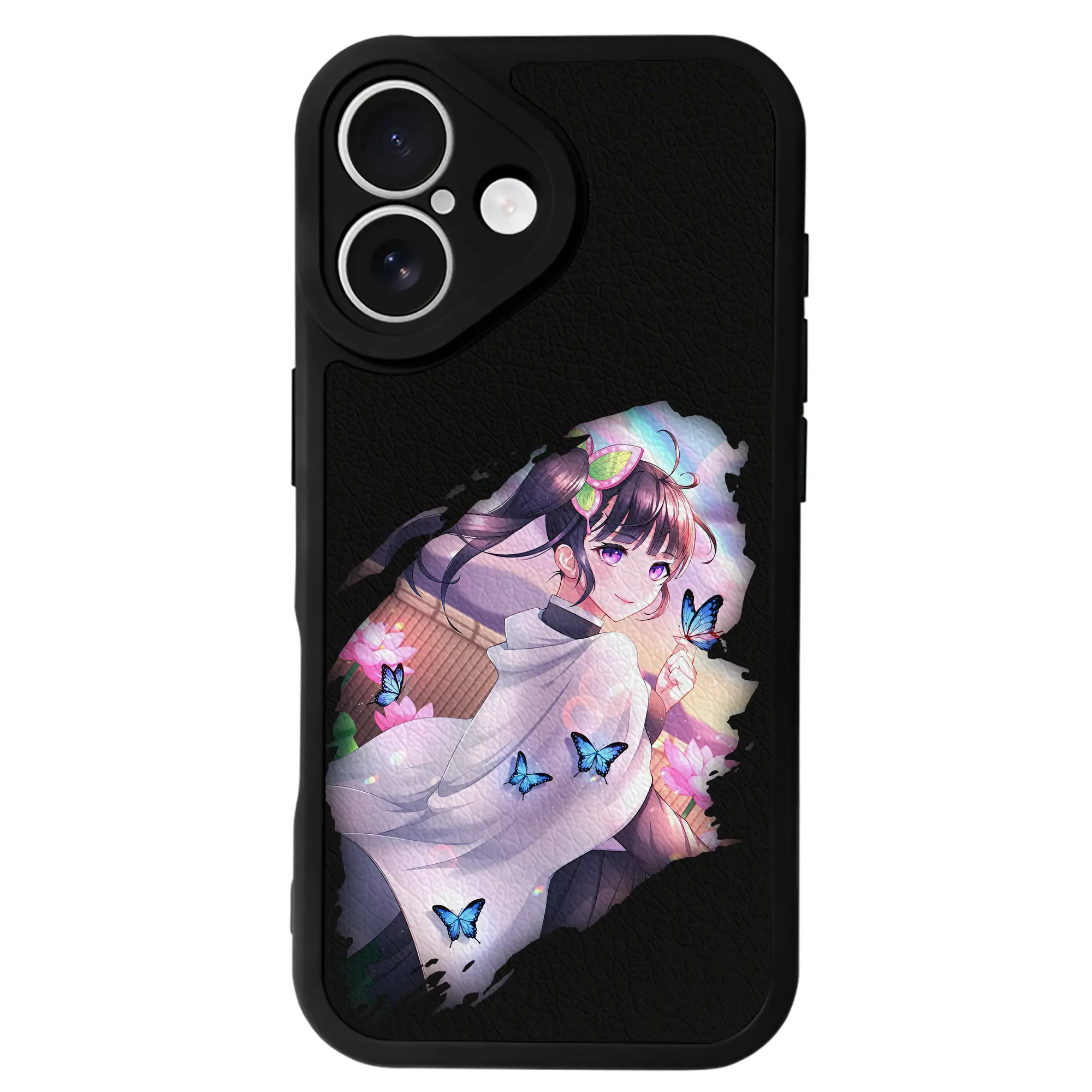 鬼滅の刃 グッズ,栗花落 カナヲ - IPhone 16シリーズ対応 ・ シリコンスマホケース ・ レザー調 ・ 高精度フィット ・ 耐衝撃 ・ ワイヤレス充電対応 ・ 精密カット